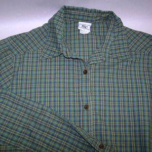 Womans Long Sleeve Green Plaid Maternity Shirt